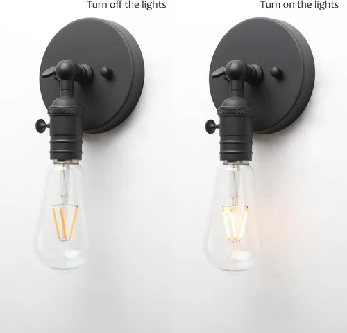 Miniatura 7 de Pathson Lámpara de pared vintage, aplique de 1 luz con diseño de moldura de candelabro, lámpara de pared industrial, tapa base de metal giratoria