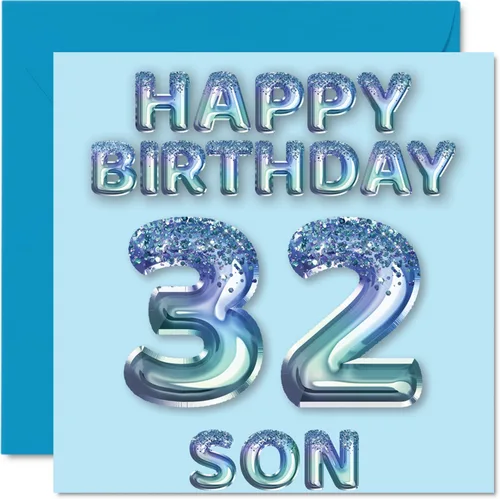 Miniatura 313 de Stuff4 Tarjeta de primer cumpleaños para niños, globo de fiesta con purpurina azul, tarjetas de feliz cumpleaños para niño de 1 año, nieto, hijo, 57