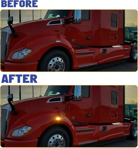 Miniatura 2 de Xotic Tech - Lámparas LED de señal de marcador lateral con lente transparente, compatible con Kenworth T680 T700 T880 Peterbilt 567, ámbar 3-SMD