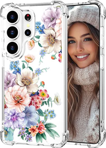Miniatura 8 de Hungo Funda compatible con Samsung Galaxy S23 con diseño floral y bonito diseño transparente, femenino para mujeres y niñas, con hermoso clavel