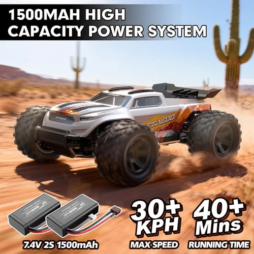 Miniatura 2 de Jetwood Auto de control remoto rápido 1:18, camión Hobby Monster RC de 36 KPH con control de radio de 2.4 GHz, auto RC todo terreno para adultos