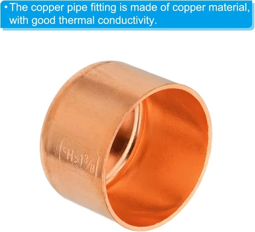 Miniatura 5 de PATIKIL Tapa de tubo de cobre ID de 1.382 in (1,38 pulgadas), tapa de ajuste de cobre, conexión de soldadura para fontanería, climatización y aire