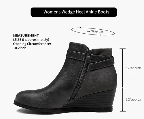 Miniatura 4 de Jeossy Botas de cuña 9636 para mujer Cómodas botas de cuña con cremallera lateral
