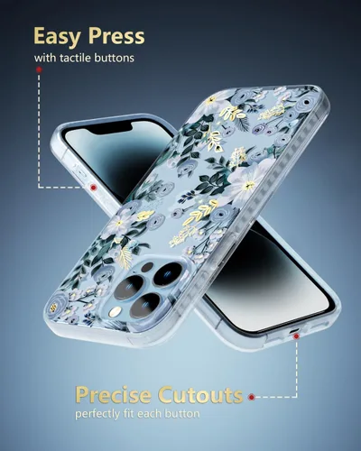 Miniatura 9 de SCORPIFY Funda para iPhone 13 Pro Max con diseño floral de Nemophila azul, bonita funda transparente con flores para teléfono para mujeres y niñas