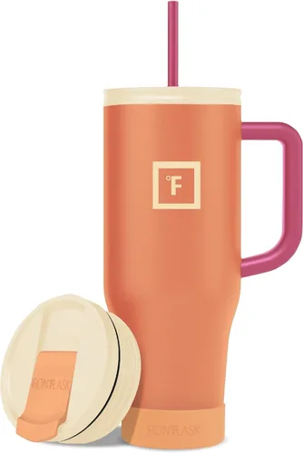 Miniatura 48 de IRON °FLASK Co-Pilot - Vaso aislante de 40 onzas con pajita y tapas abatibles - Botella con portavasos para bebidas frías o calientes - A prueba