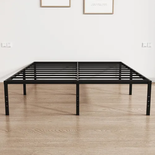 Marcos de cama California King con plataforma de metal de 18 pulgadas de alto, base resistente de 3500 libras, marco de cama tamaño California King,