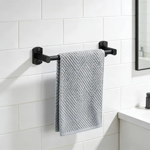 Miniatura 5 de Toallero negro, toallero de mano para baño, colgador de toallas montado en la pared, soporte para toallas de baño de cocina, barra de toalla