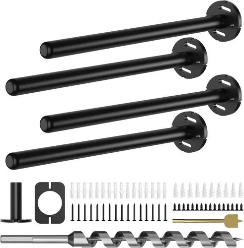 Miniatura 12 de 4 soportes de pared para estantes flotantes de alta resistencia, soportes invisibles negros para estantería, accesorios decorativos flotantes