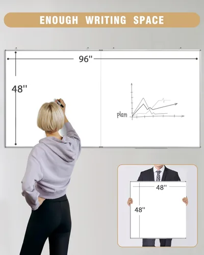 Miniatura 6 de Pizarra blanca magnética grande de borrado en seco de 96" x 48", tablero extraíble para colgar en la pared con 4 marcadores y 1 borrador seco y 6