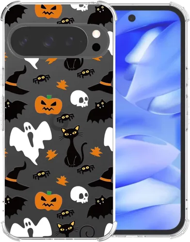 Miniatura 36 de Funda transparente de Halloween para Google 6a, con patrón de fantasma, funda protectora de TPU suave, delgada, a prueba de golpes, para niños