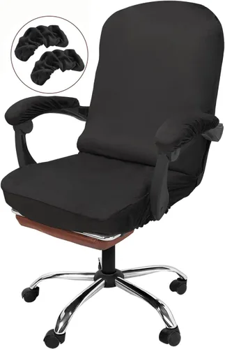 NeColorLife Funda de terciopelo para silla de oficina con fundas para reposabrazos, funda elástica para silla de computadora de escritorio con
