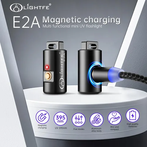 Miniatura 3 de Linterna UV Mini E2A 395nm, Luz Ultravioleta Recargable en Llavero, Luz Negra Profesional para Curación de Resina, Detector de Orina de Mascotas