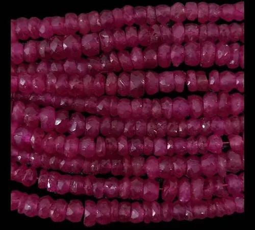Miniatura 2 de Krishiv Exports - Cuentas facetadas de rubí natural raras/Cuentas facetadas de rubí/Rubí facetado Rondelle/Rubí Piedra preciosa/Rubí/16 "Strand/2.5