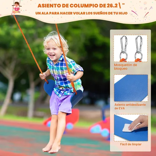 Miniatura 5 de Amictoy Juego de columpios para patio trasero con soporte, juego de metal resistente con marco en A de 440 libras con columpio de platillo de 32
