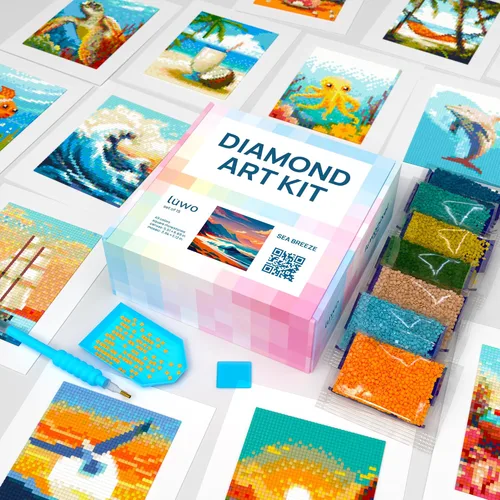 Miniatura 18 de LuwoArte Paquete de 6 Kits de Pintura de Diamantes para Adultos – Kits de Arte de Diamantes con Tema de Campo – Arte de Gemas DIY de Taladro