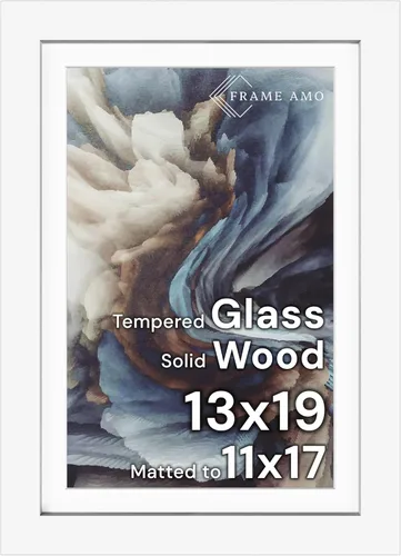 Miniatura 173 de Frame Amo Marco de póster de madera maciza de 13 x 19 pulgadas, color natural, tapete blanco para imagen de 11 x 17 pulgadas, parte frontal