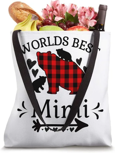 Miniatura 4 de Worlds Best Mimi Red Black Plaid Bear con Baby Cubs Bolso de mano