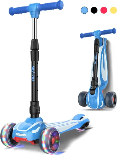 Miniatura 9 de LOL-FUN Scooter para niños de 3 a 12 años de edad con luces LED de 3 ruedas, extra ancho plegable para niños de 3 a 5 años con 4 alturas ajustables