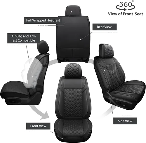 Miniatura 8 de FREESOO Juego completo de fundas de asiento de automóvil para Dodge Ram 2002-2018 1500 y 2011-2026 2500 3500 Crew Quad Cab, 2019-2024 Ram 1500 Negro