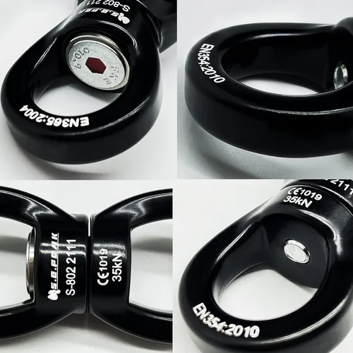 Miniatura 4 de Columpio giratorio de 35 kN, dispositivo giratorio de 360 ° certificado CE, accesorio colgante silencioso para columpio de árbol, danza aérea Negro