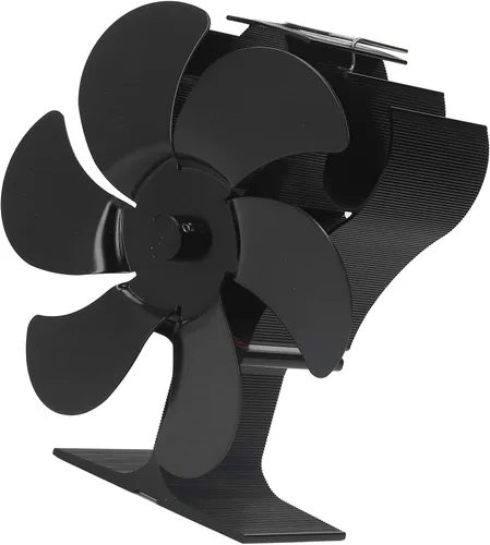 Miniatura 7 de Ventilador de estufa de 6 aspas, ventilador de estufa de leña con arranque automático, ventilador de chimenea, diámetro negro, circulación de aire