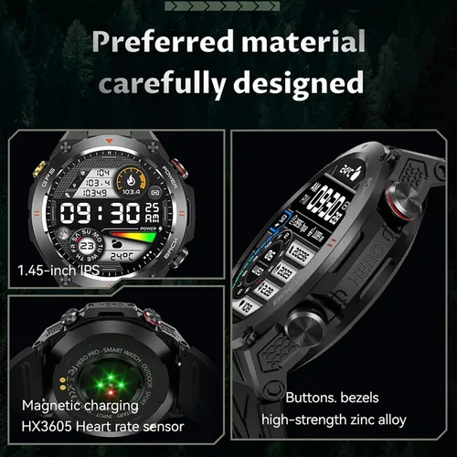 Miniatura 9 de Yihou ABC - Reloj inteligente de seguimiento GPS para hombre, senderismo, correr, resistente, militar, con marca/respuesta de llamada, brújula