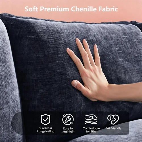 Miniatura 6 de Marsail Sofá modular modular de 110.6 pulgadas en forma de U, moderno y cómodo sofá nube, sofá de felpilla de 5 asientos con almohada y otomana Azul