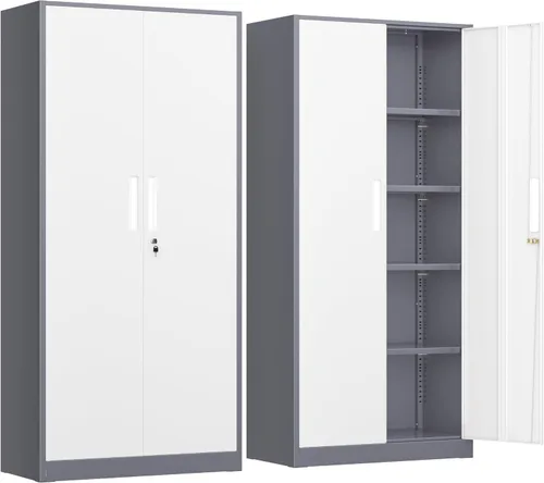 Miniatura 17 de INTERGREAT 67" Tall Bathroom Cabinet, Storage Cabinet with 2 Doors & 1 Drawer, Bathroom Storage Cabinets with Adjustable Shelves, for Living Room