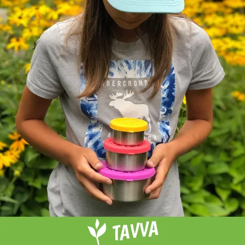 Miniatura 6 de TAVVA Recipientes de acero inoxidable para niños [12 onzas/7 onzas/3 onzas] – A prueba de fugas con tapas de silicona, lonchera para niños, lonchera