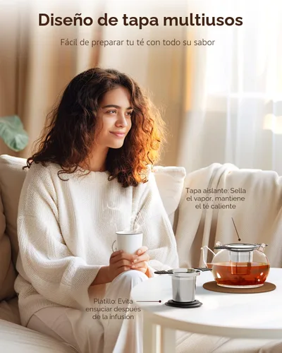 Miniatura 6 de Reinmoson Coladores y Filtros Grandes para Té Suelto de Una Taza, Infusores de Té de Malla Extra Fina de Acero Inoxidable 304 y Silicona de Grado
