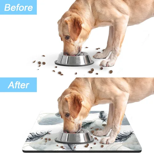 Miniatura 6 de Rnivvi Tapete de comida para perros, 12 x 19 pulgadas, absorbente, para comida y agua, bonita alfombra de goma antideslizante para alimentación