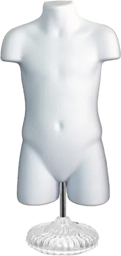 Miniatura 10 de Torso de maniquí infantil negro, forma de vestido con espalda hueca, con soporte acrílico para encimera o colgar, fácil de montar, tamaño 5T-7