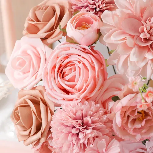 Miniatura 2 de Floweroyal Flores artificiales, rosas falsas, dalia con tallos para ramos de novia, baby shower, arreglo floral, centros de mesa, decoración