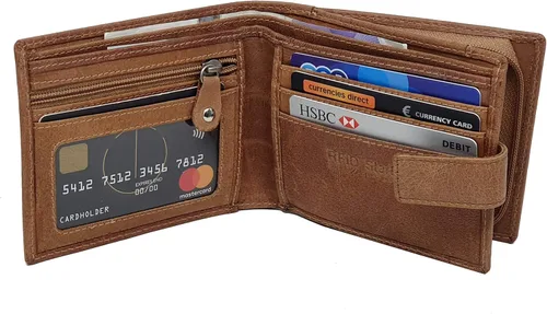 Miniatura 6 de Cartera de cuero real con cierre RFID para hombre, 1180