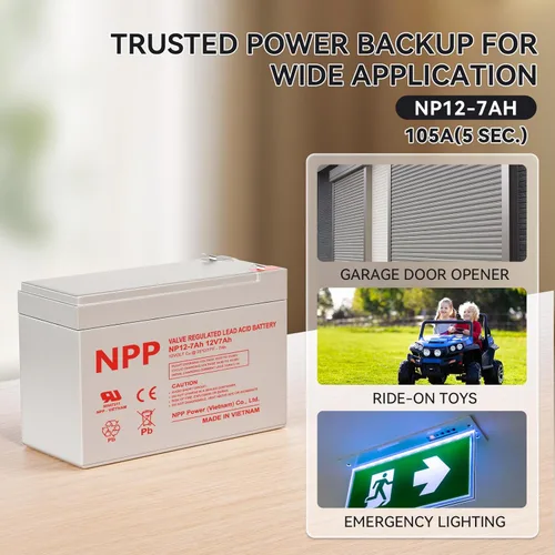 Miniatura 6 de NPP 7 Ah 12 V, batería AGM recargable, terminal 6FM7 F1 12 voltios, baterías UPS pequeñas de reemplazo para UB1270, sistemas de alarma, luces