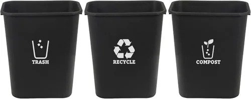 Miniatura 8 de Juego de 3 calcomanías de vinilo de reciclaje para basura, contenedor de compost, símbolo de cubo de reciclaje para organizar contenedores de basura