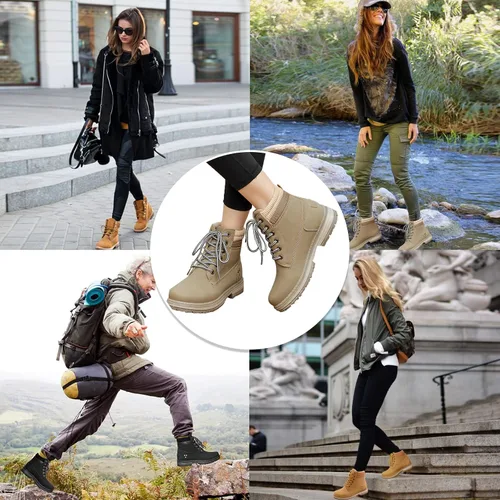Miniatura 6 de sofysofy Botas de trabajo para mujer, impermeables, para senderismo, al aire libre, ligeras, cómodas