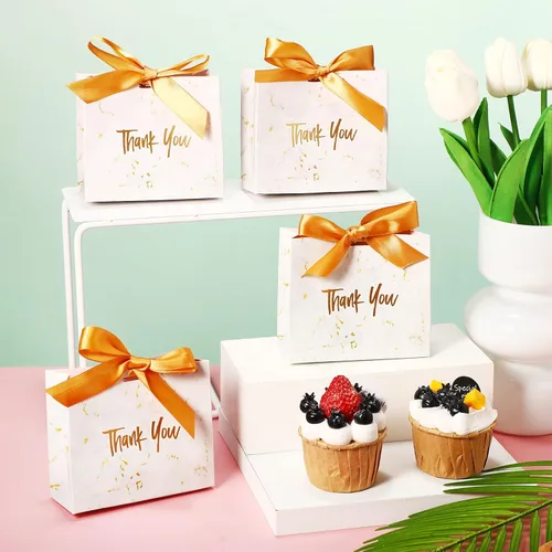 Miniatura 7 de Mimorou Paquete de 80 pequeñas bolsas de regalo de agradecimiento, bolsas de papel para recuerdos de fiesta a granel con cinta de lazo, 4.5 x 1.8 x