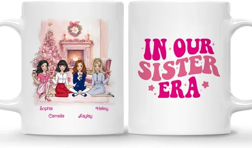 Miniatura 23 de Gossby Taza de café de Navidad personalizada para amigas, regalo de amistad de Navidad personalizado para 2 mejores amigos con diseño, nombre, taza