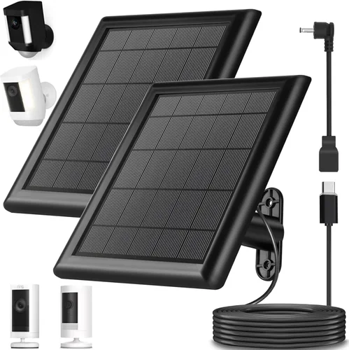 Miniatura 7 de Panel Solar Ring (2ª Generación), Paquete de 2 Cargador de Panel Solar Ring de 5W con Soporte y Cable de Extensión de 12 Pies para Cámara Stick Up