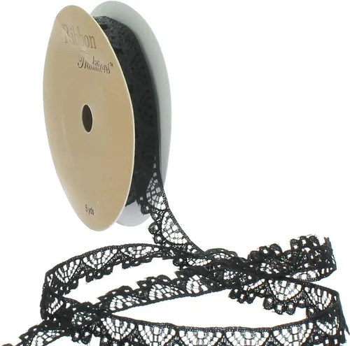 Cinta de encaje francés vintage de 3/8 "Negro 5yd