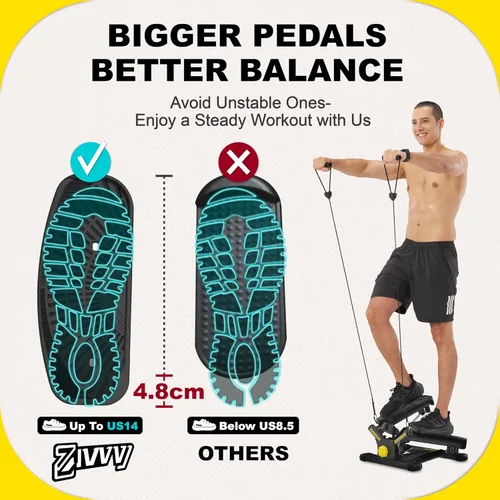 Miniatura 3 de ZIWWVY Máquina paso a paso con bandas de resistencia, mini paso a paso con capacidad de peso de 300 libras, paso a paso giratorio para entrenamiento