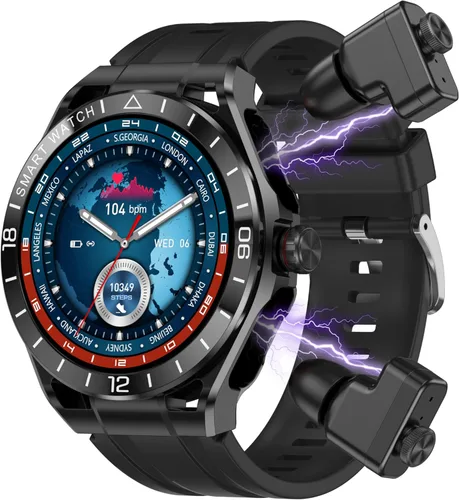 Miniatura 10 de Reloj inteligente con auriculares, llamadas Bluetooth puede responder y hacer llamadas, rastreador de fitness deportivo con paso, material metálico