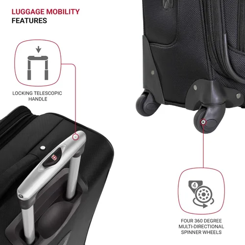 Miniatura 2 de SwissGear - Equipaje suave expandible Sion con ruedas Negro