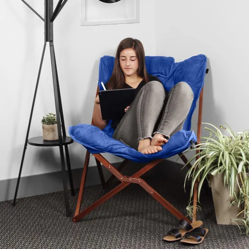Miniatura 5 de Zenithen Silla plegable de mariposa de madera portátil para interiores, perfecta para leer, estudiar, jugar, adecuada para dormitorios, dormitorios