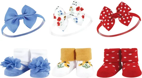 Miniatura 7 de Hudson Baby Conjunto de regalo de diadema y calcetines para niña Flor azul marino rosa
