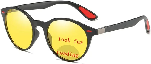 Miniatura 3 de Lector de visión nocturna redondo vintage para hombre, aumento antirreflejo, conducción nocturna, lentes de lectura bifocales amarillos para mujeres
