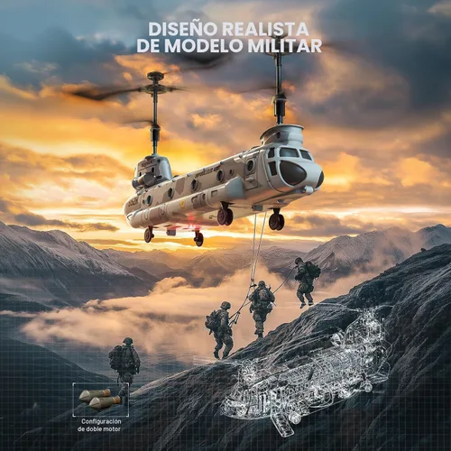 Miniatura 3 de SYMA Helicóptero de control remoto, helicóptero RC de transporte militar S52H con retención de altitud, despegue y aterrizaje con una tecla, luz