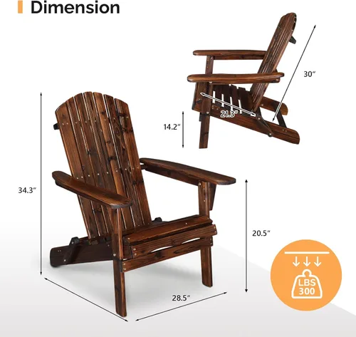 Miniatura 3 de VINGLI Silla Adirondack plegable, sillas Adirondack de madera para exteriores, sillas plegables para fogata para patio, barbacoa, porche, patio