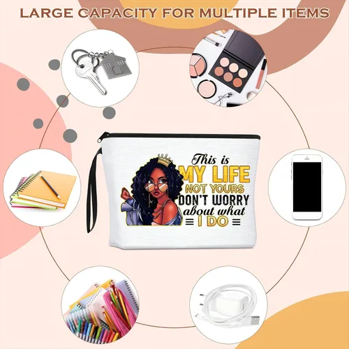 Miniatura 6 de Roowest 4 bolsas de maquillaje afroamericanas negras para mujer, bolsa de cosméticos para mujer, regalos inspiradores, artículos de aseo